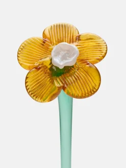 Deko|Deko-HOFF MOUTHBLOWN CRYSTAL FLOWER MUSTARD