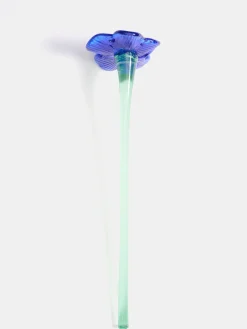 Deko|Deko-HOFF MOUTHBLOWN CRYSTAL FLOWER BLUE